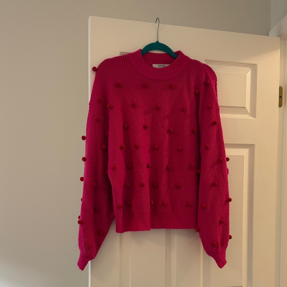 Crosby by Mollie Burch Pink Pompom Sweater